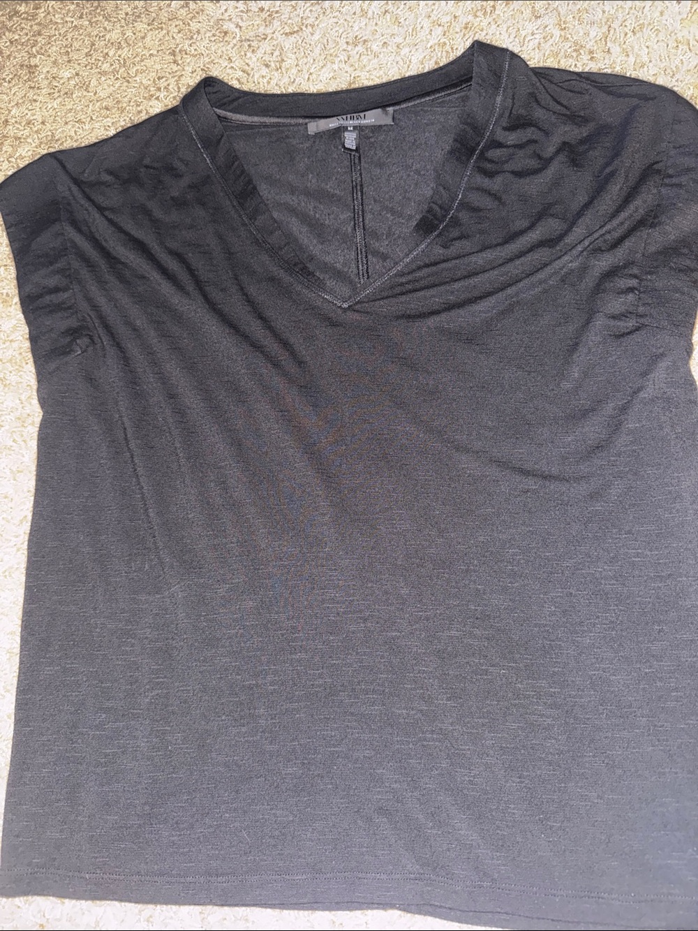 White house Black market Black V-Neck Short Sleeve Tee Top